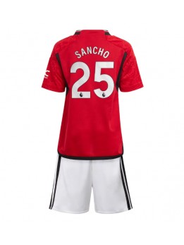 Otroški Nogometna dresi replika Manchester United Jadon Sancho #25 Domači 2023-24 Kratek rokav (+ hlače)